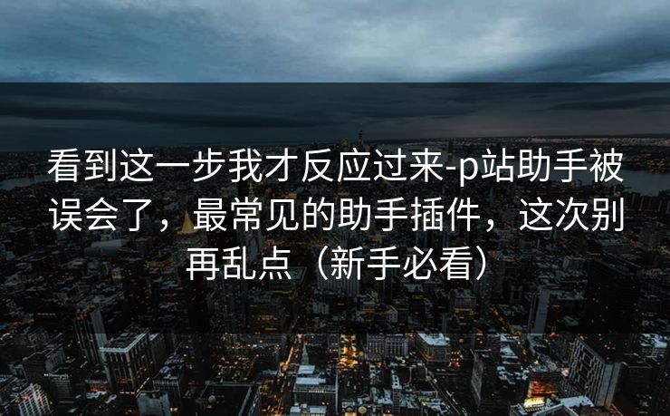 看到这一步我才反应过来-p站助手被误会了，最常见的助手插件，这次别再乱点（新手必看）
